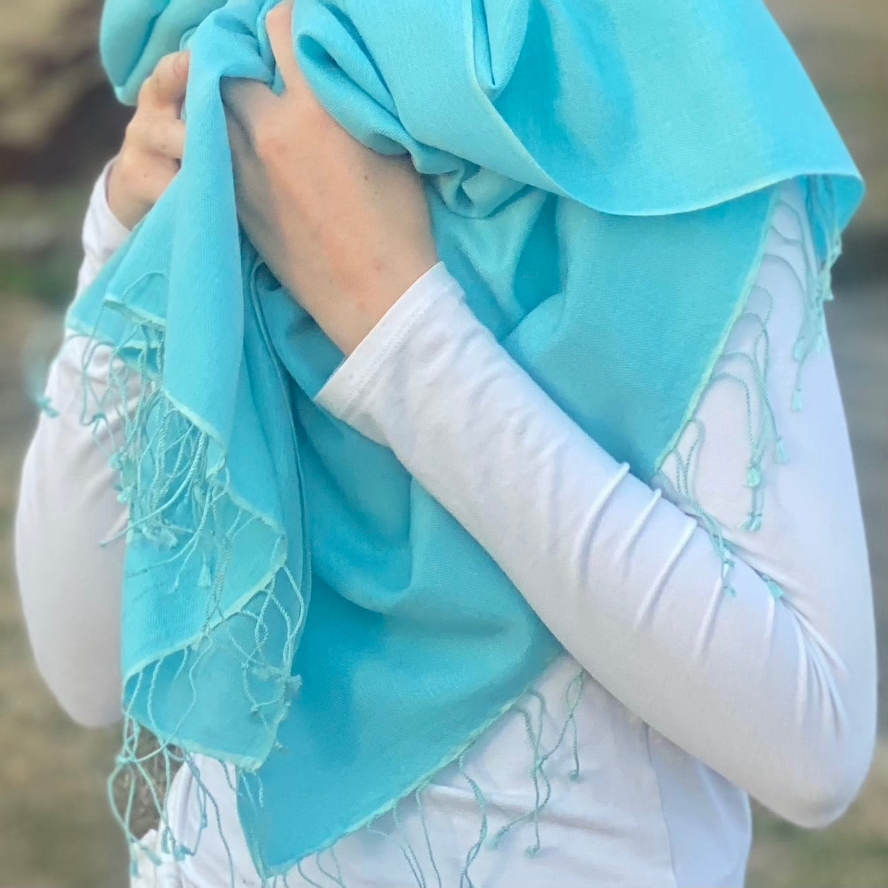 Turquoise Blue Classic Pashmina Signature Cashmere