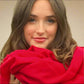 Valentine Red Pashmina - Cut Fringe Signature Cashmere