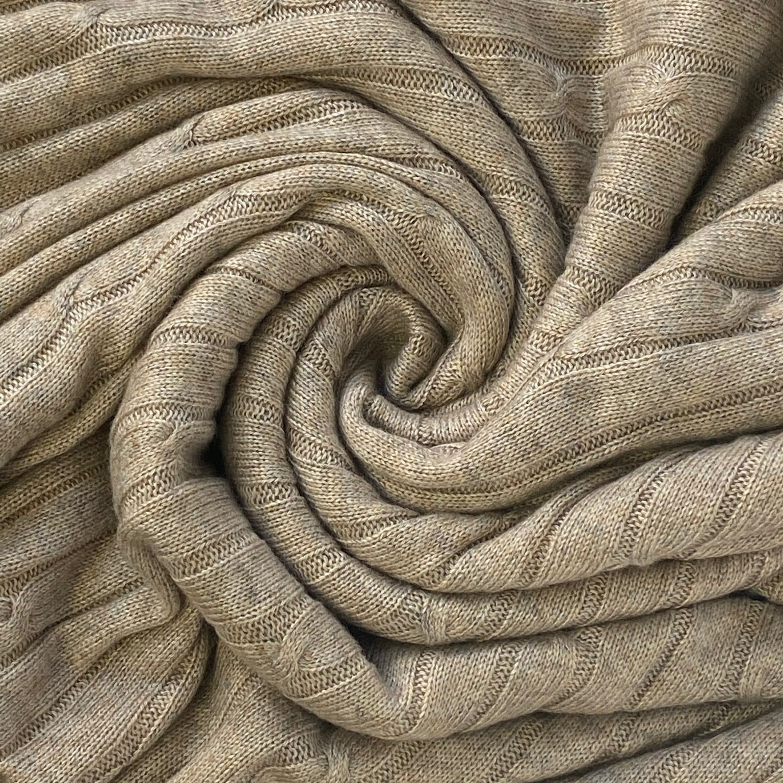 Warm Taupe Cable Knit Pashmina Signature Cashmere