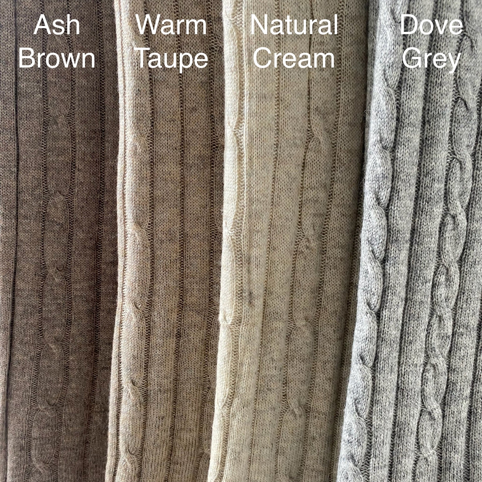 Warm Taupe Cable Knit Pashmina Signature Cashmere