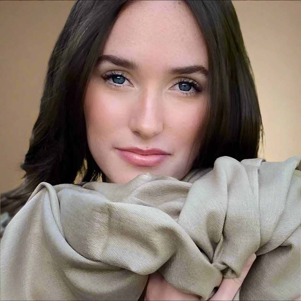 Woodland Taupe Pashmina - Cut Fringe Signature Cashmere