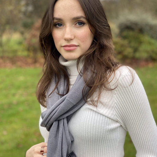 Storm Grey Cashmere Scarf